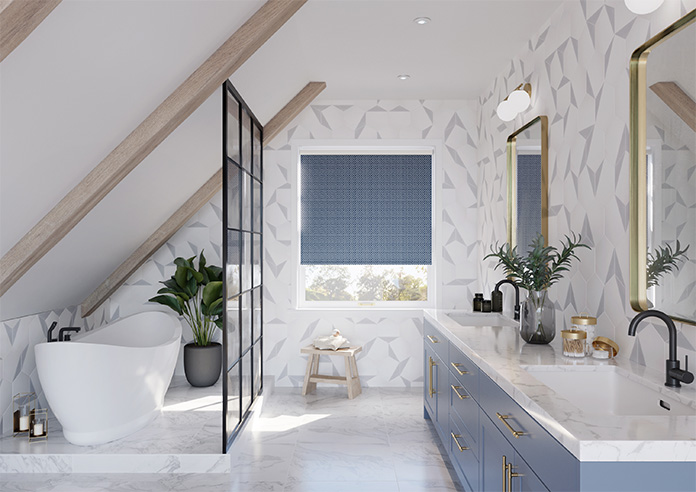 Diamond Tile, Victorian Blue - Twist&Fit Roller Blind - Image 8